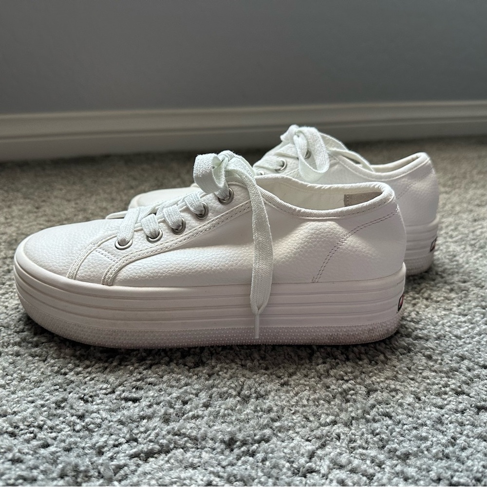 Steve Madden White Leather Platform Sneakers